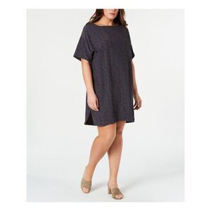 EILEEN FISHER Womens Gray Short Sleeve Knee Length Shift Dress Plus 1X